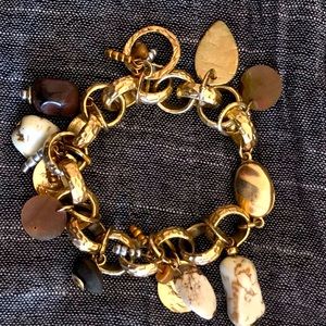 Chico's gold chain bracelet with stones.